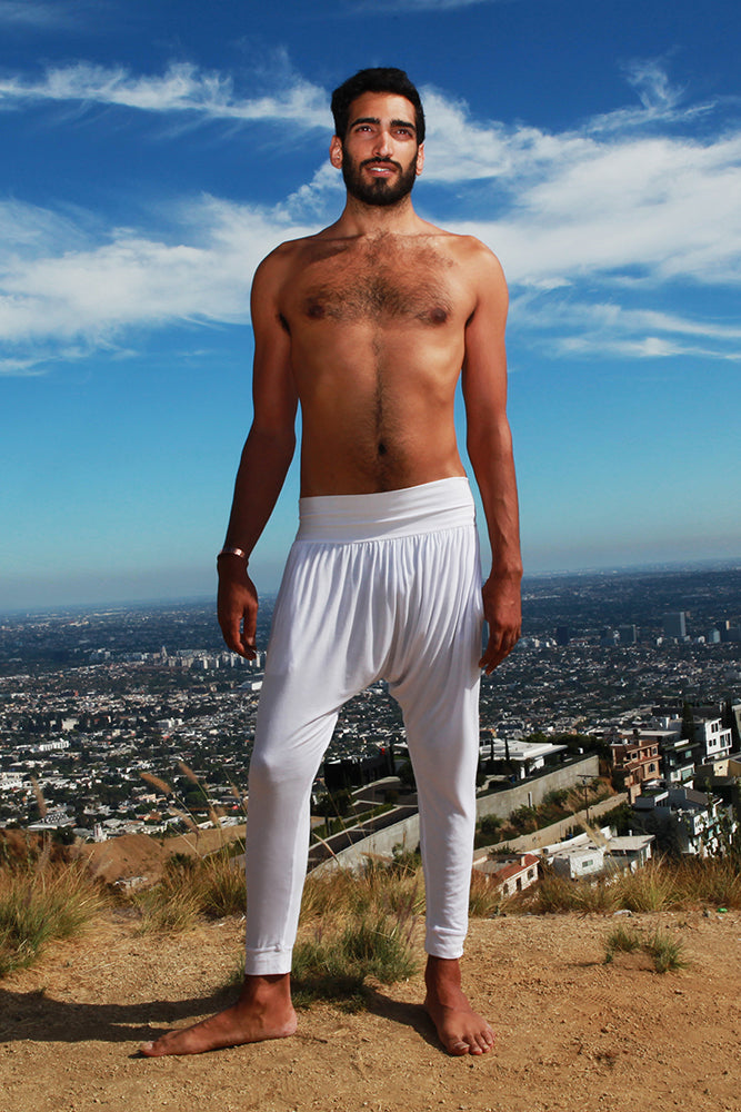 White-Cotton-Organic-Kundalini-Mens-Yoga-Pants-Clothes